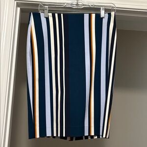 Ann Taylor Navy Striped Professional Pencil Skirt